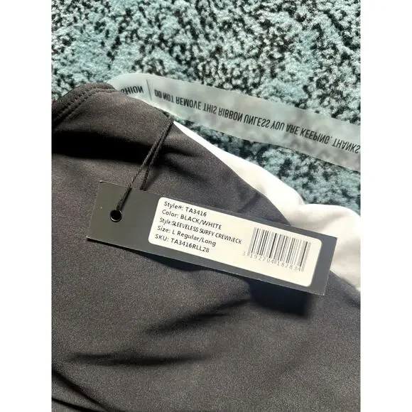 NWT TA3 Sleeveless Surfy Crewneck One Piece Swimsuit Size Large Black White - Picture 9 of 11
